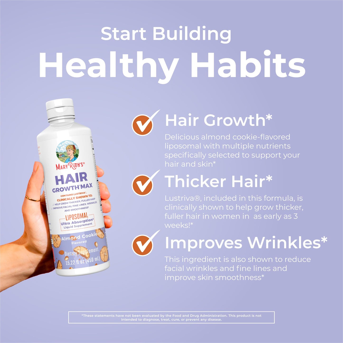 MaryRuth Organics Turkey Tail Mushroom Liposomal (Chocolate Fudge) & Hair Growth MAX (Almond Cookie) | Clean Label Project Verified® | Vitamins for Immunity & Beauty | Vegan, Gluten-Free