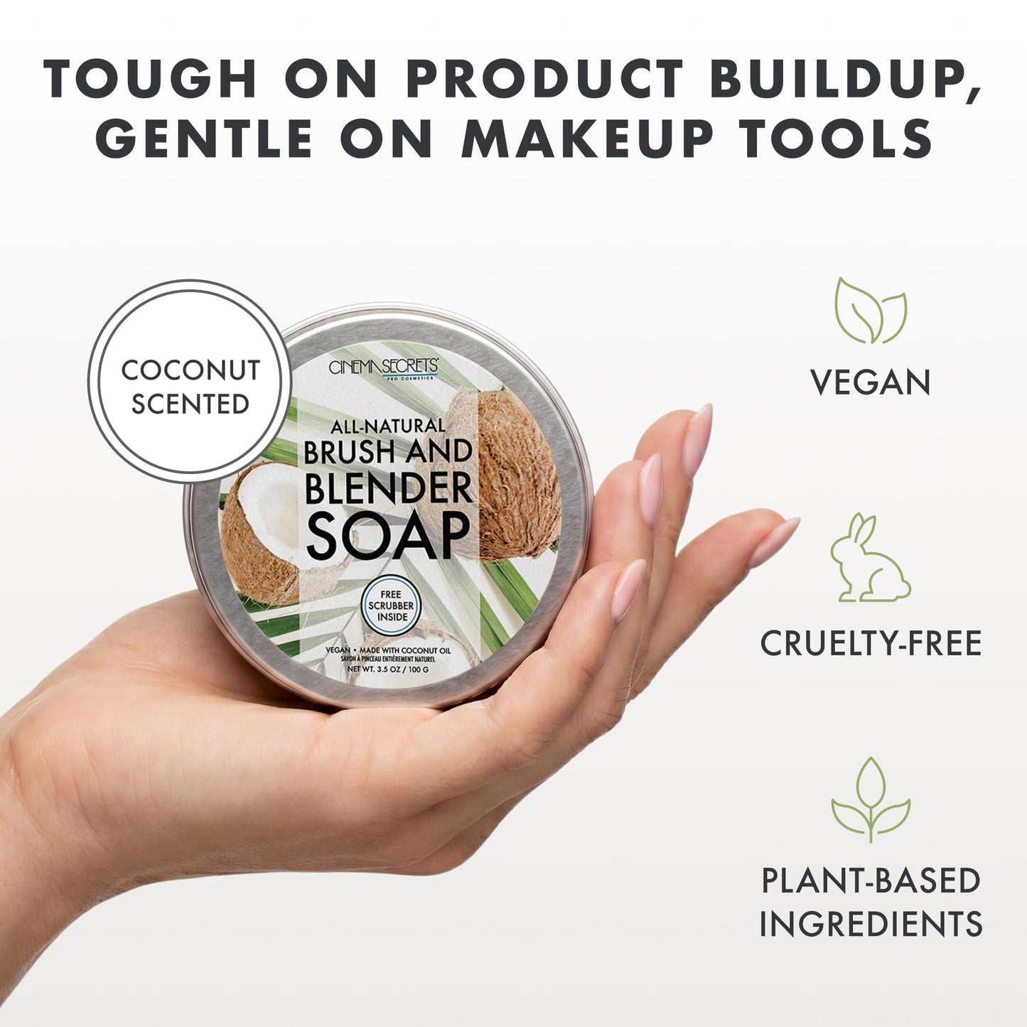 Cinema Secrets Vegan Makeup Brush Cleaner - Sponge & Makeup Brush Shampoo for Deep Cleansing - Removes Build-Up & Stains - Gentle & Cruelty-Free Beauty Tools Accessories