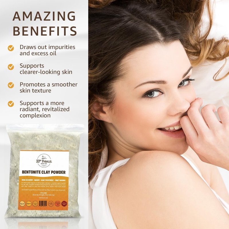 BENTONITE Clay Powder (5 LBS / 80 oz) 100% Natural Cosmetic Grade | 325 Mesh – Fine Powder | Facials, Face Mask, Soap Making, Creams & Lotions, Bath Bombs | (5 Pound)