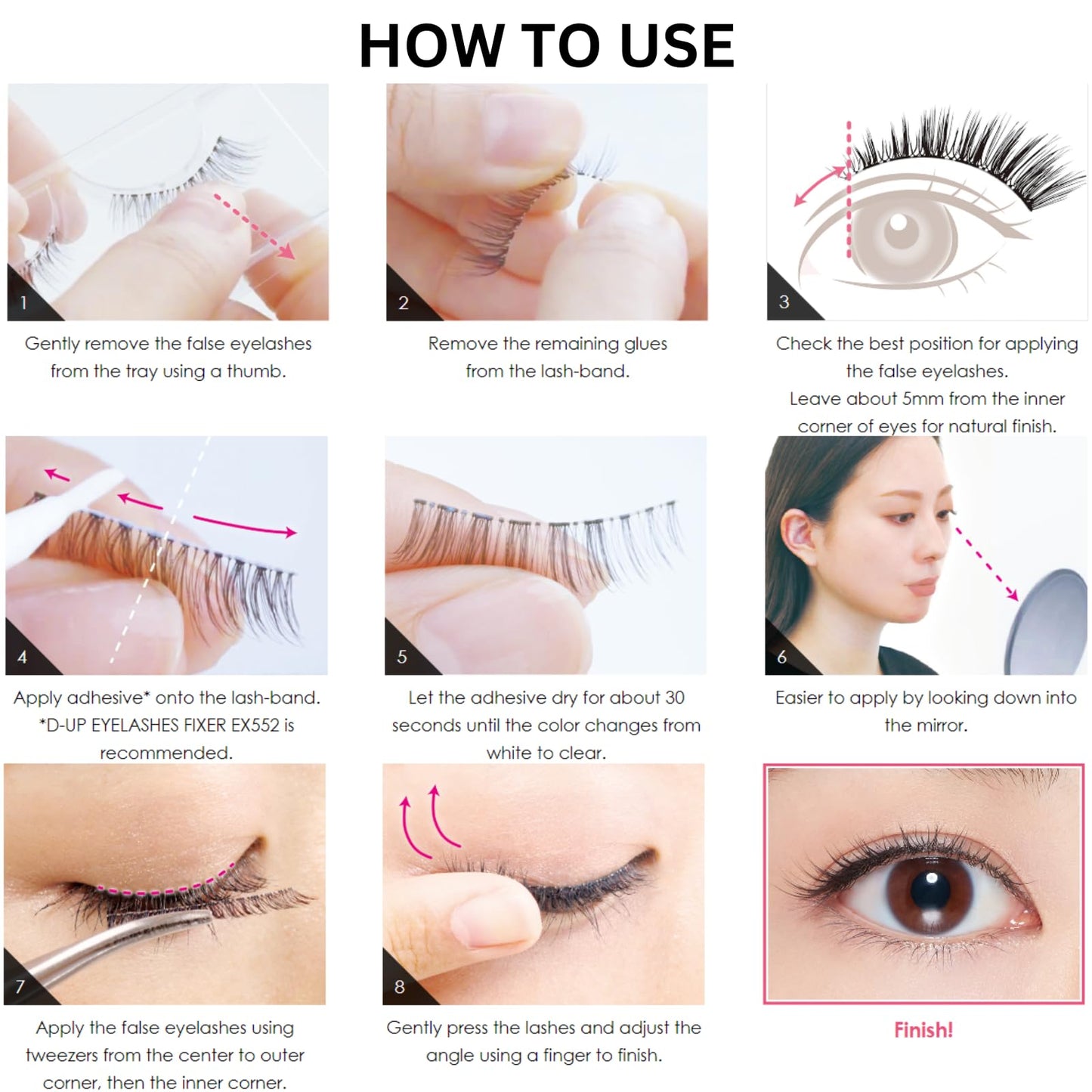 D-UP Natural Look False Eyelashes, False Lashes for Nature Look/Bold Eye Look, Japanese Natural Looking Fake Eyelashes A Day Long Lasting Wear, Lightweight & Reusable, 2 Pairs, Color Lash 02 Orange