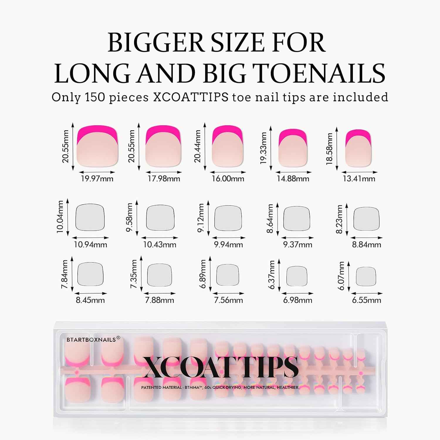 Pastel French Toe Nails Set - Gap-Filled Solid Nail Gel by BTArtbox