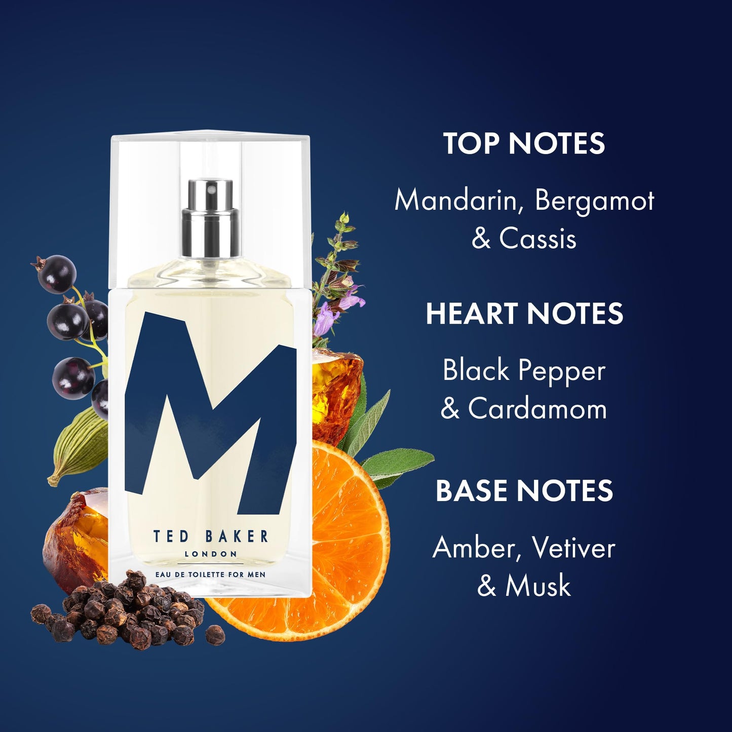 Ted Baker M Eau de Toilette Duo Pack for Men & Teens, Fresh Citrus Spicy Cologne, Long-Lasting Fragrance Set Mandarin, Bergamot, Black Pepper, Amber, Musk 2 x 2.5 fl oz Each
