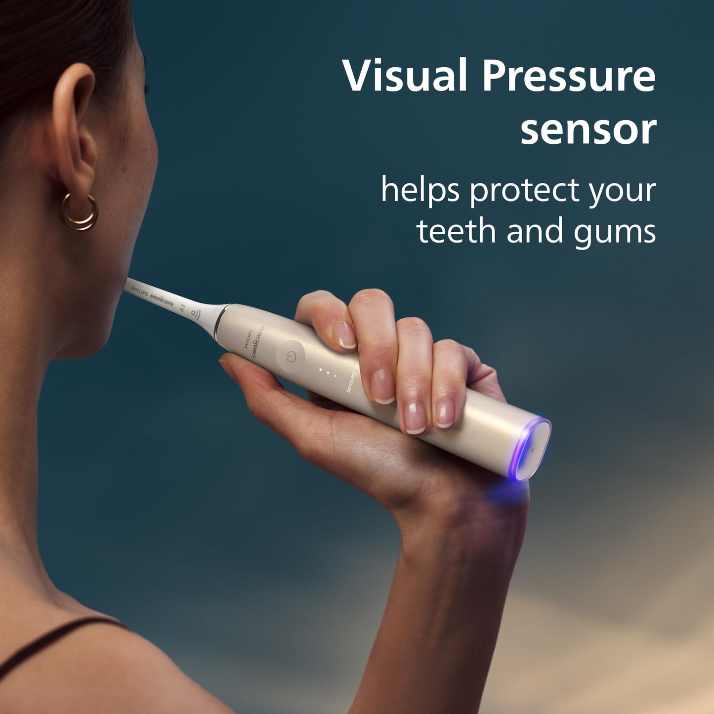 Philips Sonicare DiamondClean 9900 Prestige Electric Toothbrush - with SenseIQ Technology and Advanced AI App, 5 Brushing Modes, 3 Intensity Levels, Charging Travel Case, Champagne, BD9001AZ