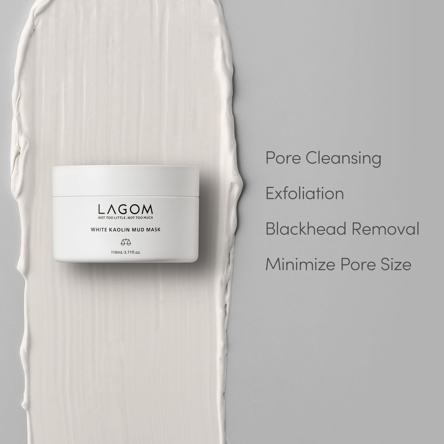 LAGOM White Kaolin Mud Mask for Blackhead Care, Pore Purifying, Dermatologically Tested, for Makeup Boosting 3.3 Fl Oz