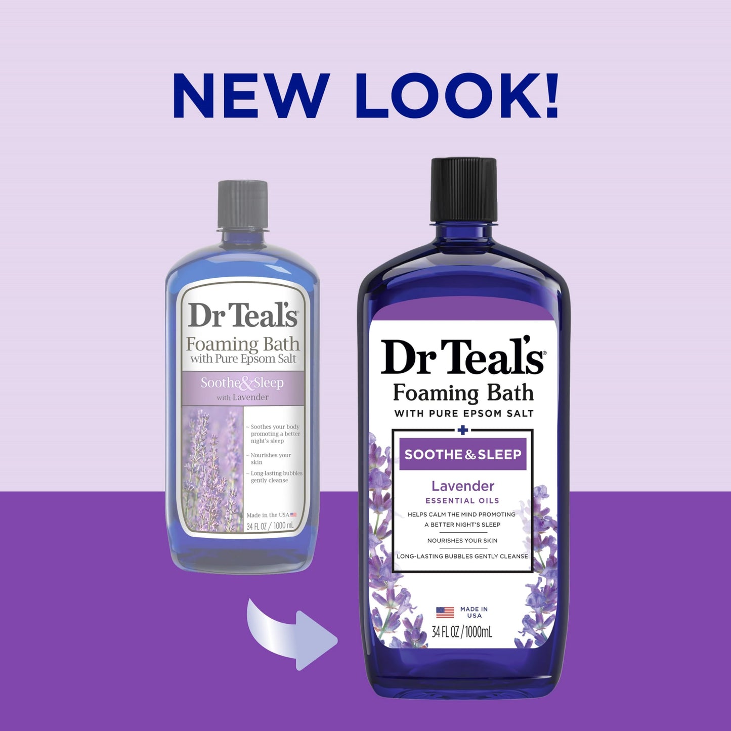 Dr Teal's Foaming Bath & Epsom Salt Soak, Lavender Scent, Soothe & Sleep, 34 fl oz & 3 lbs