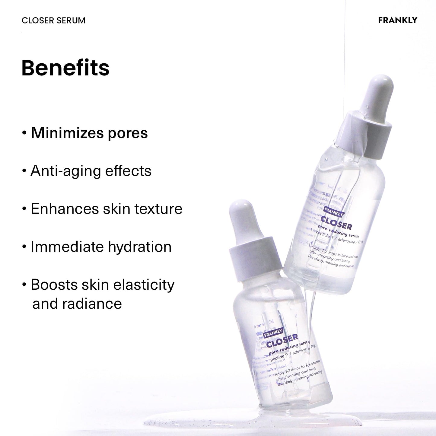 FRANKLY Pore Perfecting Set – Closer Serum, Toner Pads & Cleansing Oil | Deep Cleansing, Hydration & Pore Refining | Vegan Korean Skin Care | Skincare Gifts for Women