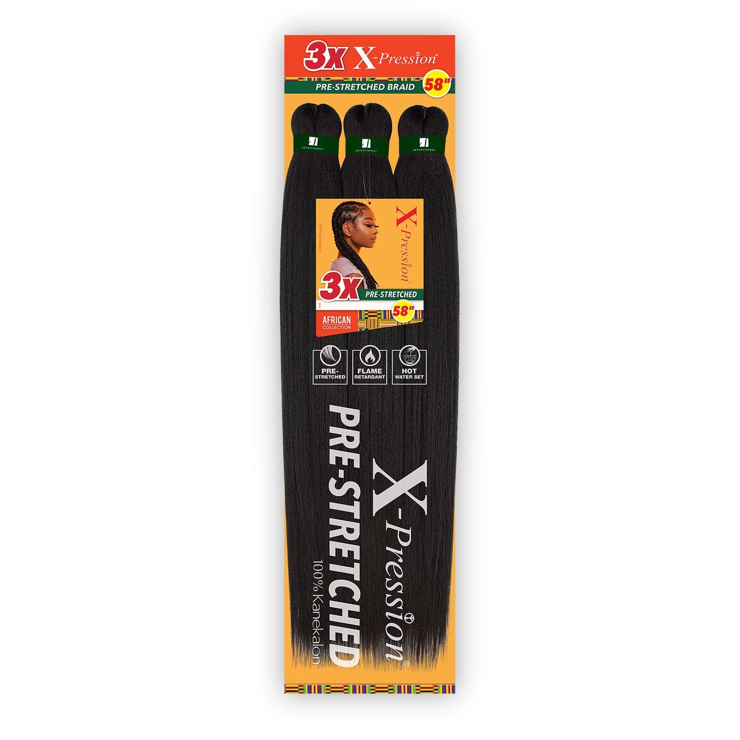 XPRESSION 3X Pre-Stretched Braids - 58 Inches Long | 5-Pack, Color 1