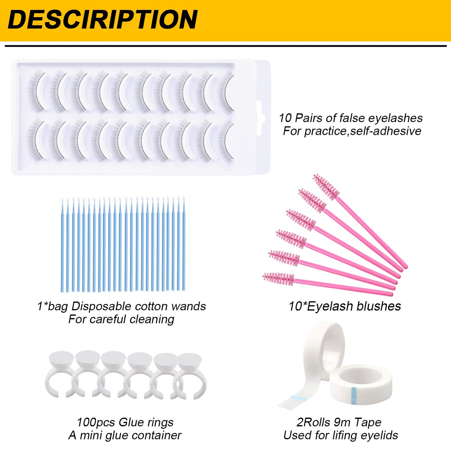 Eyelash Extension Kits, 17Pcs Professional Eyelash Grafting Training Tools Lashes Extension Practice Exercise Set with Mannequin Head Makeup Bag Glue Tweezers for Practice Eye Lashes Graft (17PCS)