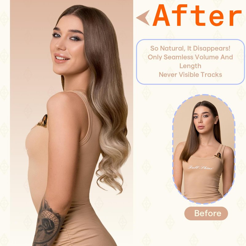 Full Shine Tape in Hair Extensions, Color 8 Light Ash Brown to 60 Ash Blonde and 18 Dirty Blonde, 16 Inch, 50g, 20PCS, Natural Invisible Seamless Tape in Extensions Human Hair Add Volume