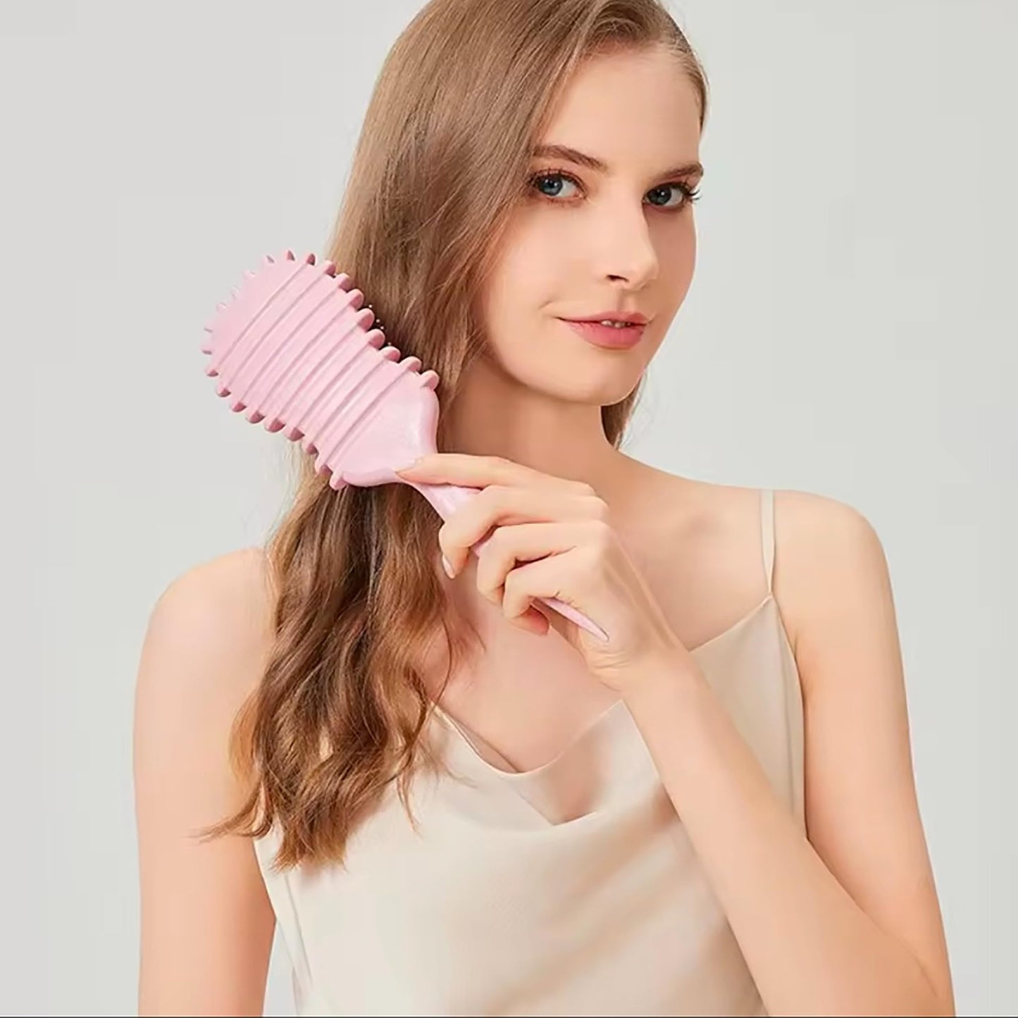 Curl Defining Brush for Curly Hair | Edge Control Round Hairbrush for Blow Out | Boar Bristle Hair Brush for Women and Wave Hairbrush for Men (Pink)