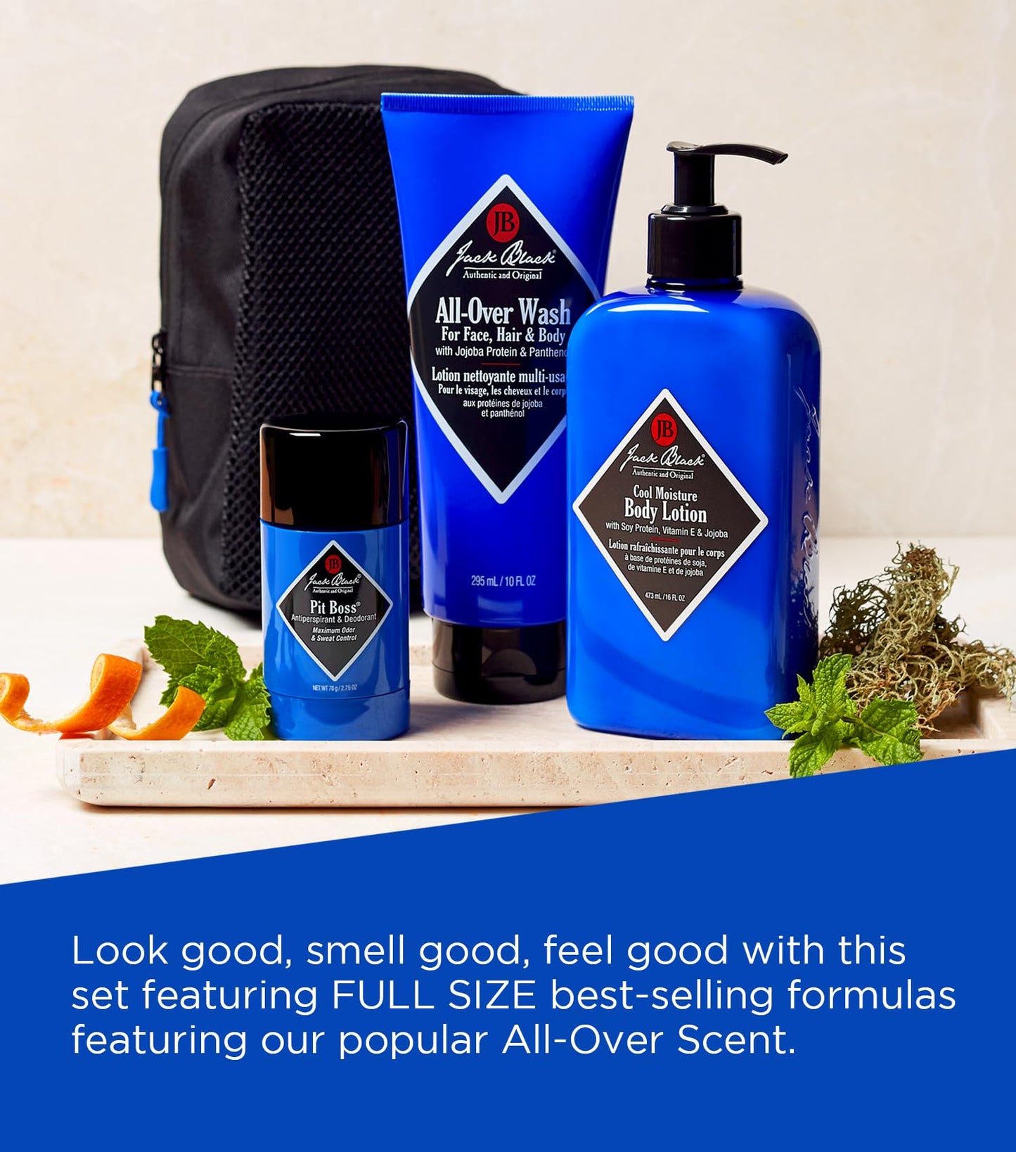 Jack Black Body Collection Set for Men - Mens Body Wash, Pit Boss Men's Deodorant, Body Lotion, Grooming Kit