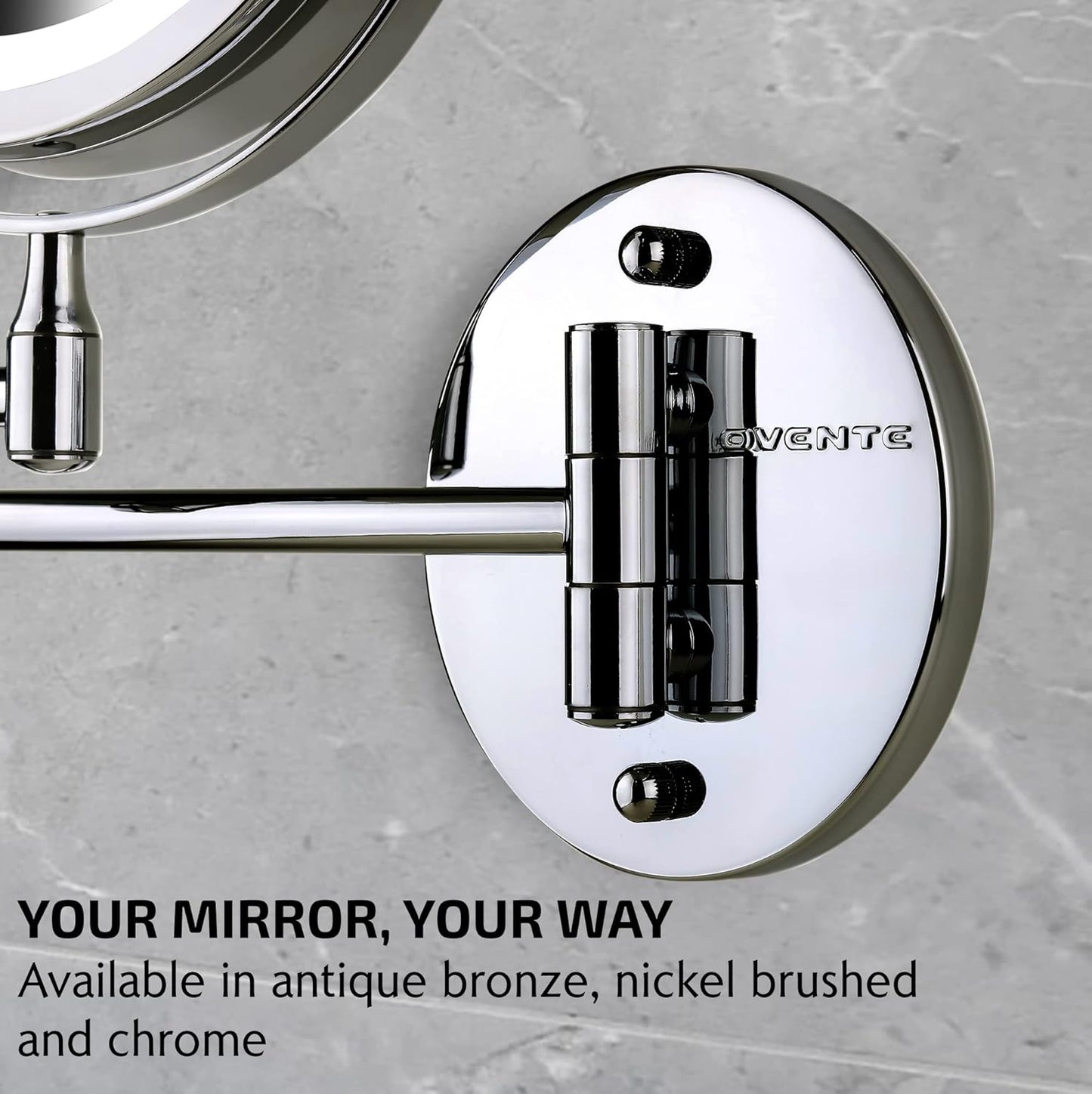 Lighted Makeup Mirror - 7-Inch Double-Sided 1X/10X Magnification | LED, Cordless, 360° Rotation, Polished Chrome