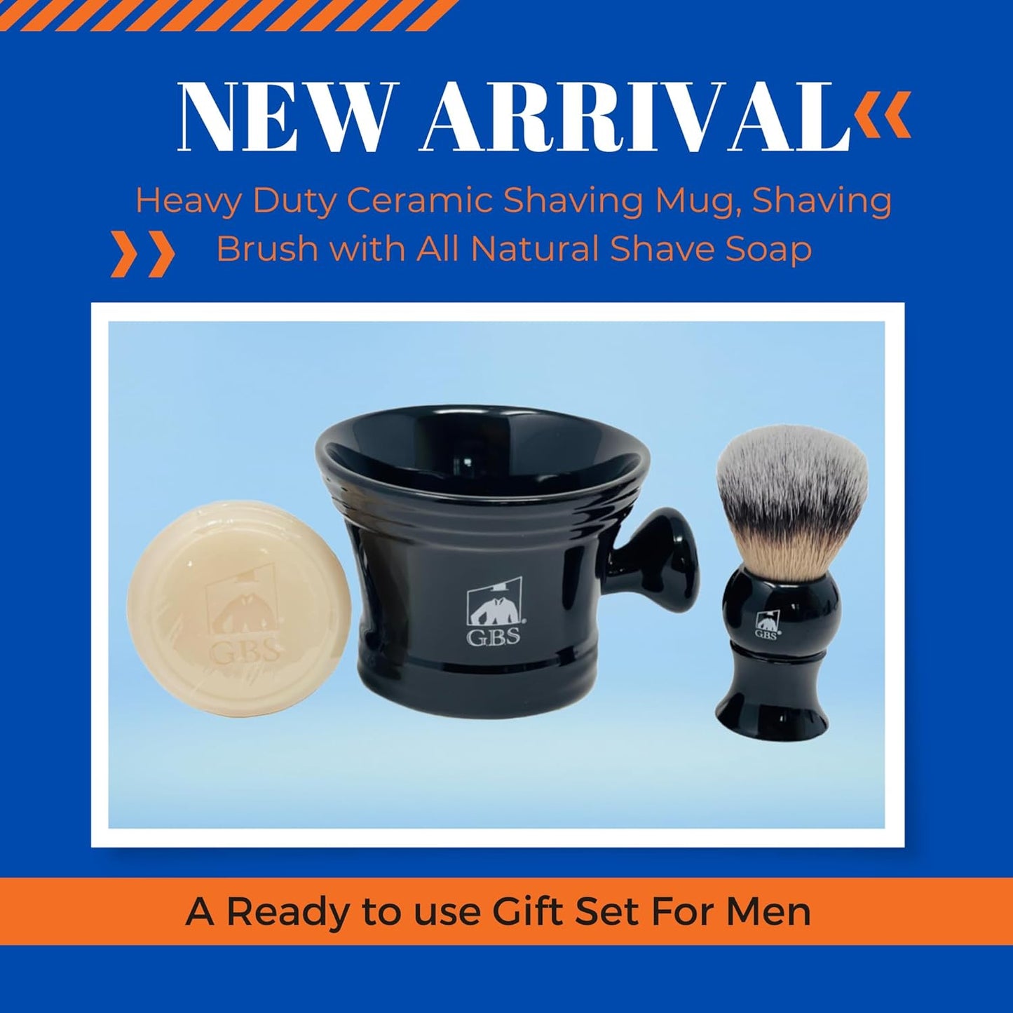 Men’s Wet Shaving Kit - Complete 4-Piece Set with Ceramic Bowl, Shave Brush & Shea Butter Soap | Black