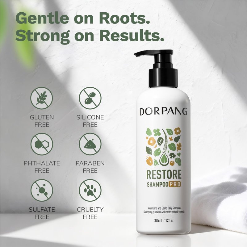 DORPANG Restore Shampoo for Thinning Hair for Women and Men, Peptide Shampoo with AnaGain™, Clinically Formulated to Fuller-Looking Hair & Scalp Balance, Sulfate-Free, 12 fl oz (355ml) Floral Scent