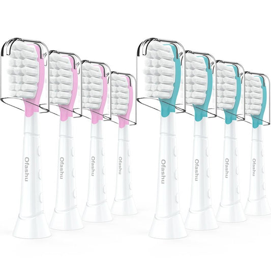 Kids Replacement Toothbrush Head for Sonicare: Ofashu Children Sonic Electric Toothbrush Brush Head for Philips 6321 6340 6032/94 6042, 8 Packs for Boys Girls 7+, Pink & Green