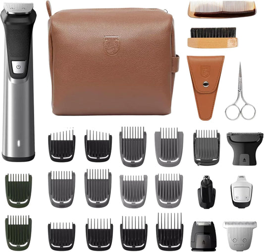 PHILIPS Multi Groomer 29 Piece Mens Grooming Kit, Trimmer for Beard, Head, Body, and Face - Premium Storage case