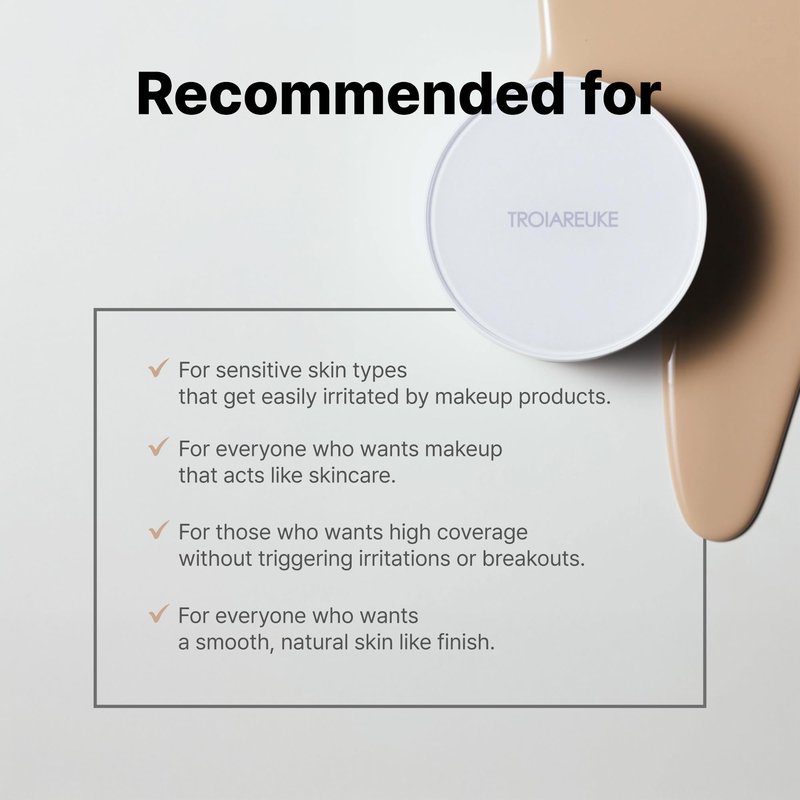 TROIAREUKE A+ Cushion Foundation (Shade 21) I Natural Coverage Foundation Makeup, Moisturizing Finish for Sensitive, Oily, Combination Skin, Skin Care Cushion I Korean Aesthetic Makeup