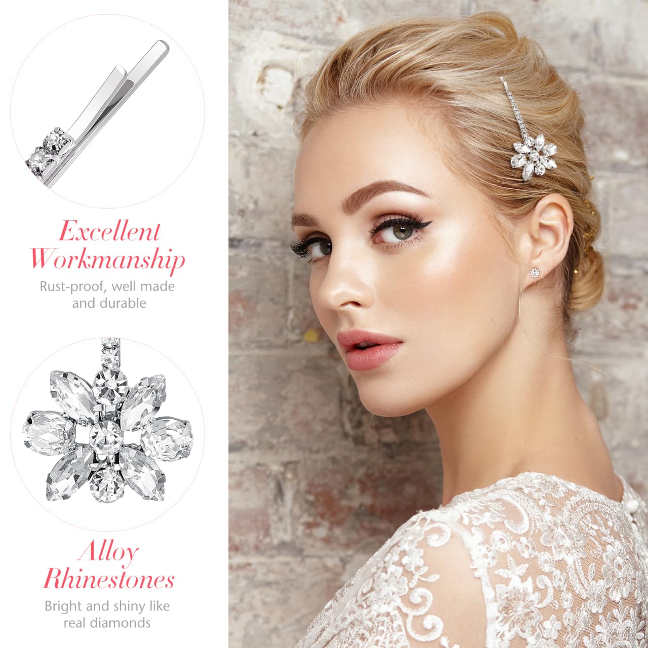 Lurrose Rhinestone Bobby Pins: Decorative Bobby Pins for Women's Hair - Bridal Hair Clip for Women Girls