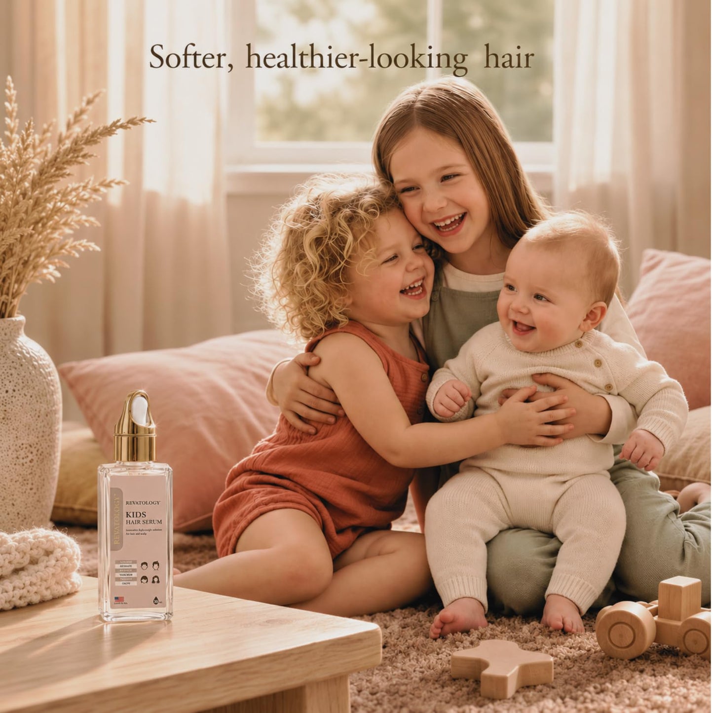 Revatology Kids & Baby Hair Growth & Scalp Serum Gel, Morning-Time, Toddlers & Babies, Rosemary, Castor & Amla, Lightweight Botanical Blend, Soothes Dry Scalp & Frizz, Curly Hair, 1 Fl Oz, Made in USA