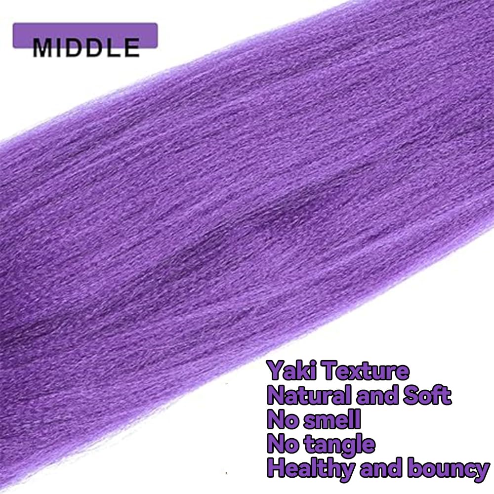 Long Purple Braiding Hair -24 Inch Braiding Hair Pre Stretched Synthetic Braiding hair Extensions for Braids for Party Halloween Costume Cosplay (Purple, 24 Inch)