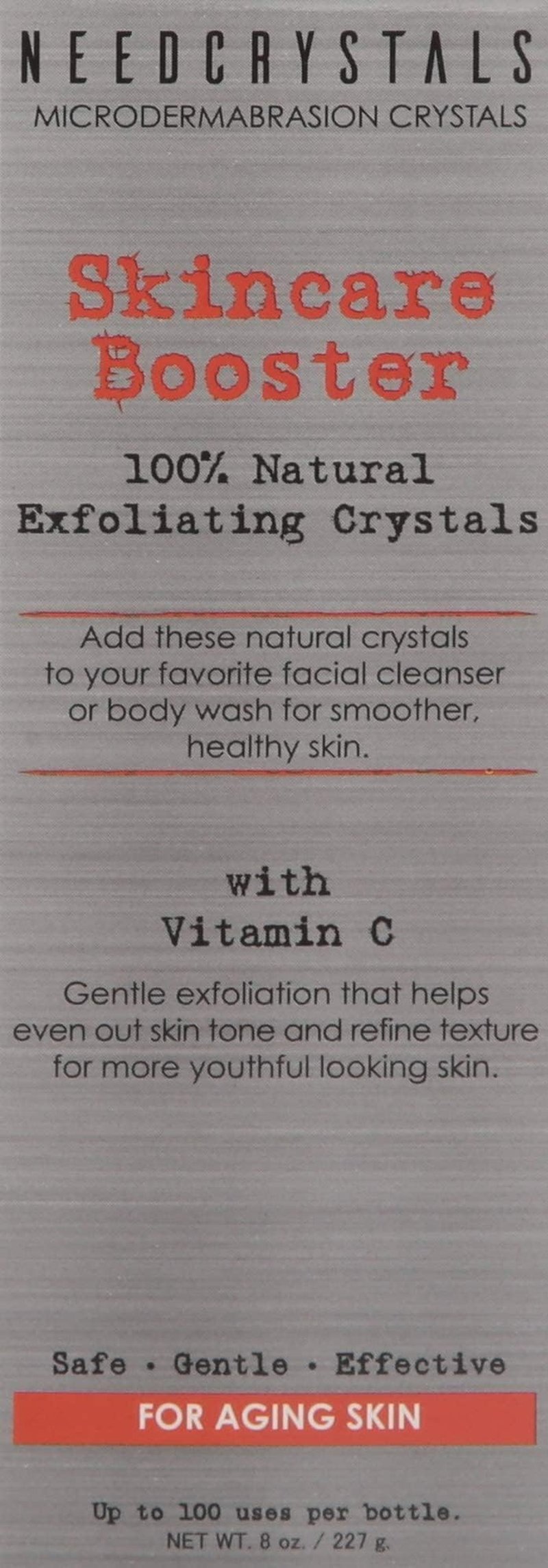 NeedCrystals Microdermabrasion Crystals, DIY Face Scrub with Vitamin C. Natural Facial Exfoliator for Dull or Dry Skin Improves Wrinkles, Anti-Aging, Skin Texture & Brightening. 8 oz