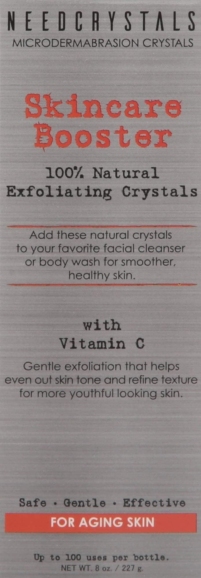 NeedCrystals Microdermabrasion Crystals, DIY Face Scrub with Vitamin C. Natural Facial Exfoliator for Dull or Dry Skin Improves Wrinkles, Anti-Aging, Skin Texture & Brightening. 8 oz
