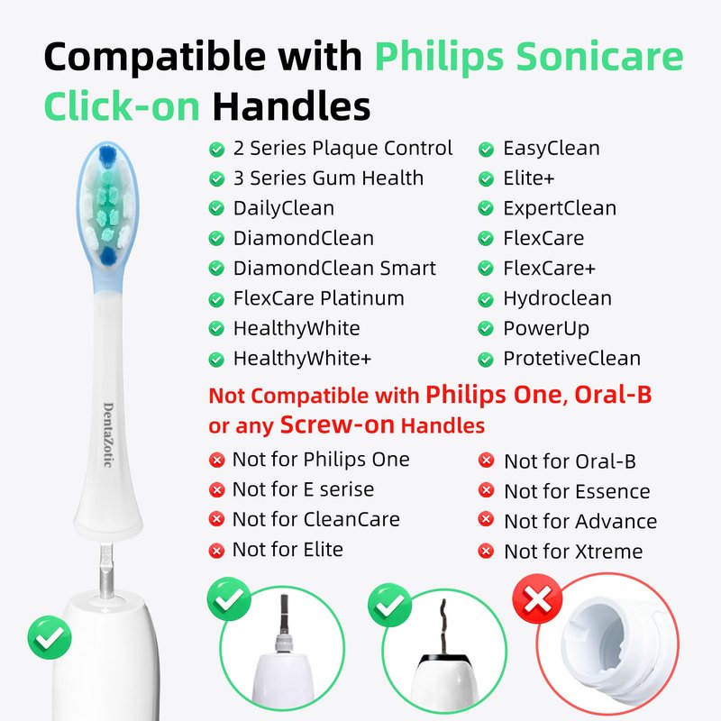DentaZotic Plaque Control Replacement Heads for Philips Sonicare, Electric Toothbrush Replacement Heads for Adults, White 10 Pack