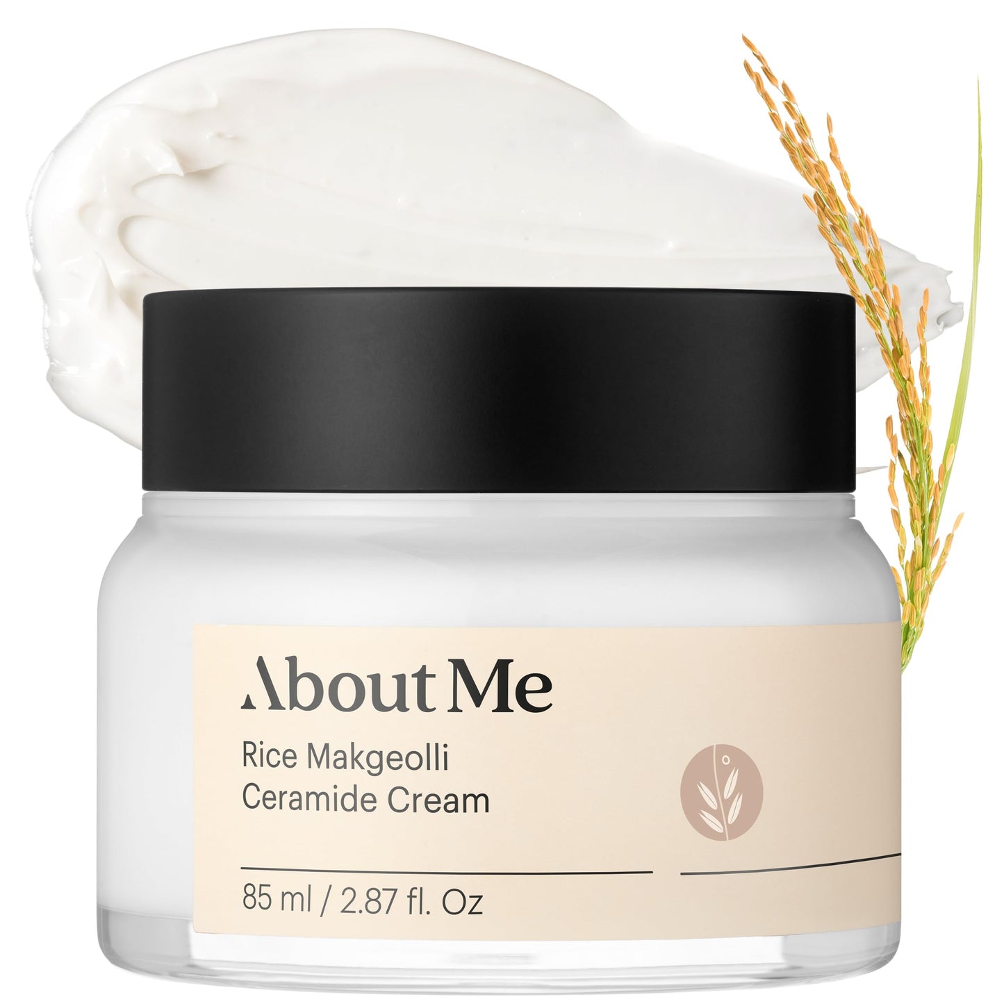 About Me Korean 6 Ceramide Rice Face Cream - Makgeolli Ferment 15,840ppm + Galactomyces, Niacinamide + Adenosine + Beta-Glucan, Bouncy Mochi Texture for Dry Skin, Vegan Jumbo 2.87 fl oz