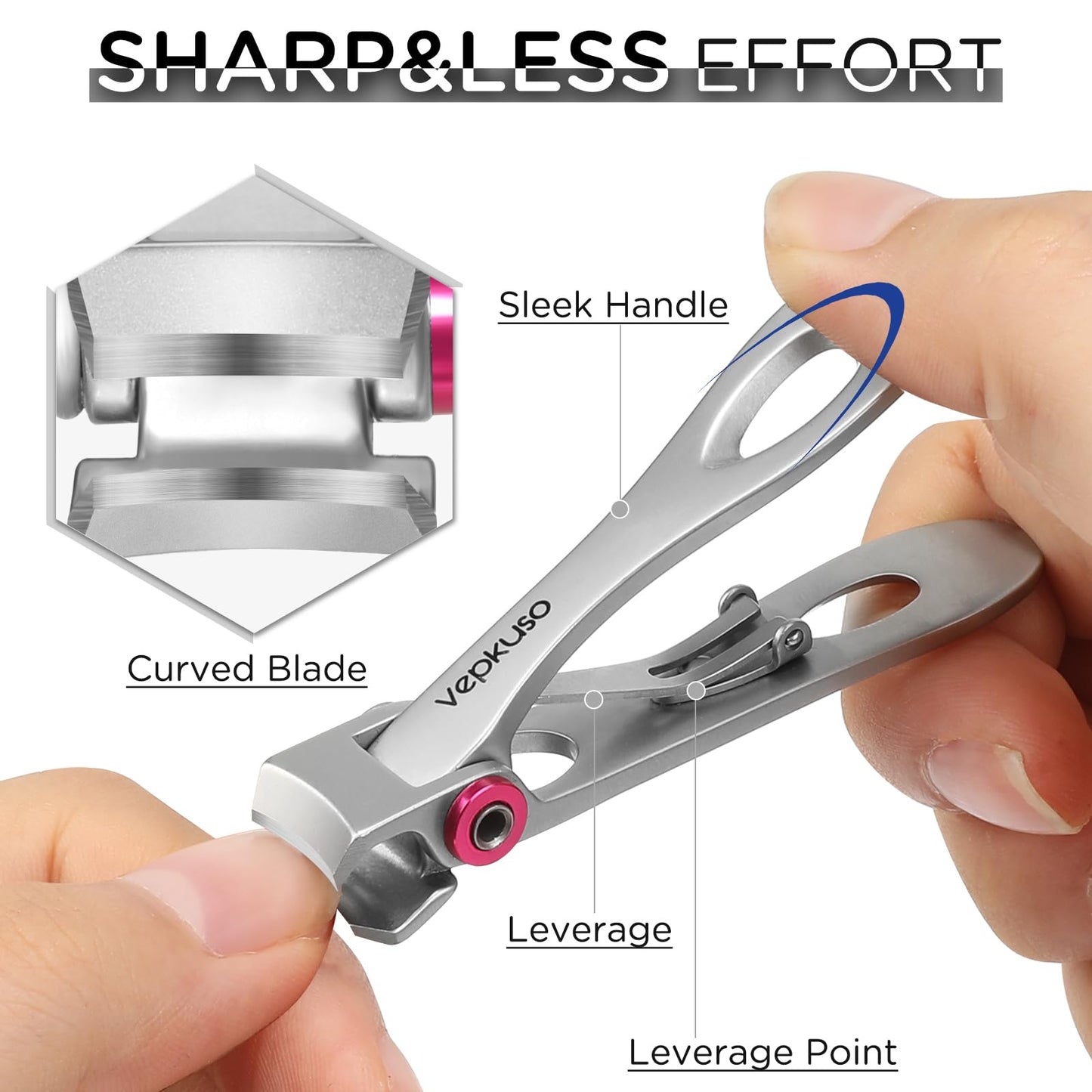 Nail Clippers for Seniors, Wide Jaw Fingernail Clippers and Angled Head Toenail Clippers for Thick Nail, Professional German Nail Clippers for Men, Women&Pregnant