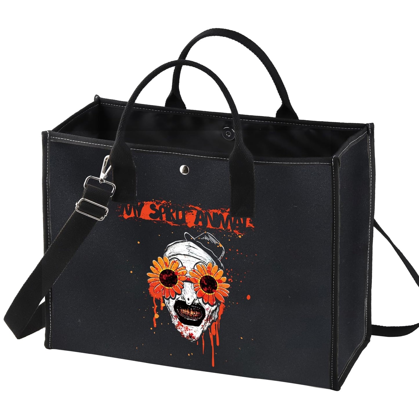 BWWKTOP Clown Movie Cosmetic Makeup Bag Movie Fans Gifts Horror Movie Zipper Pouch For Women Girls (sunflower BG)