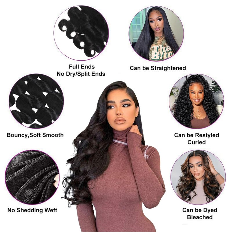 16A Raw Body Wave Bundles Human Hair 100% Human Hair Bundles,Triple Lifespan Virgin Remy Hair Extensions,Keep Texture Silky Soft After Multiple Washes (Body Wave 1 Bundle, 14 Inch)