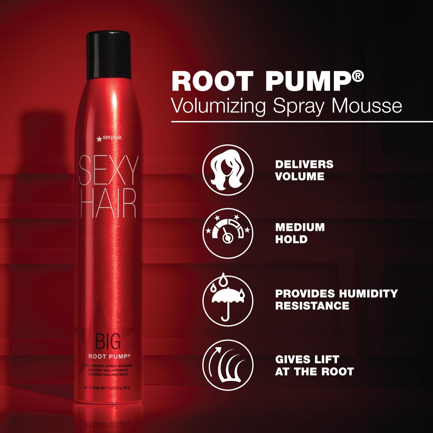 SexyHair Big Root Pump Volumizing Spray Mousse Travel Size, 1.6 Oz | Volume with Medium Hold | Up to 72 Hour Humidity Resistance