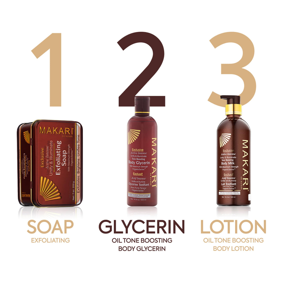 Makari Exclusive Active Intense Tone Boosting Body Glycerin (16.8 oz) | Skin-Brightening Body Glycerin | Moisturizes and Softens | Supports the Look of Even Skin Tone | For Most Skin Types