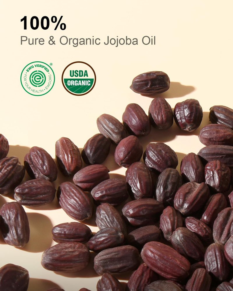 Yoken Organic Jojoba Oil Glass Bottle 16 fl oz, USDA Certified 100 Pure & Natural Jojoba Oil for Hair, Skin & Face, Cold Pressed Unrefined Hexane Free, Deeply Moisturizing Body Serum for Gua Sha