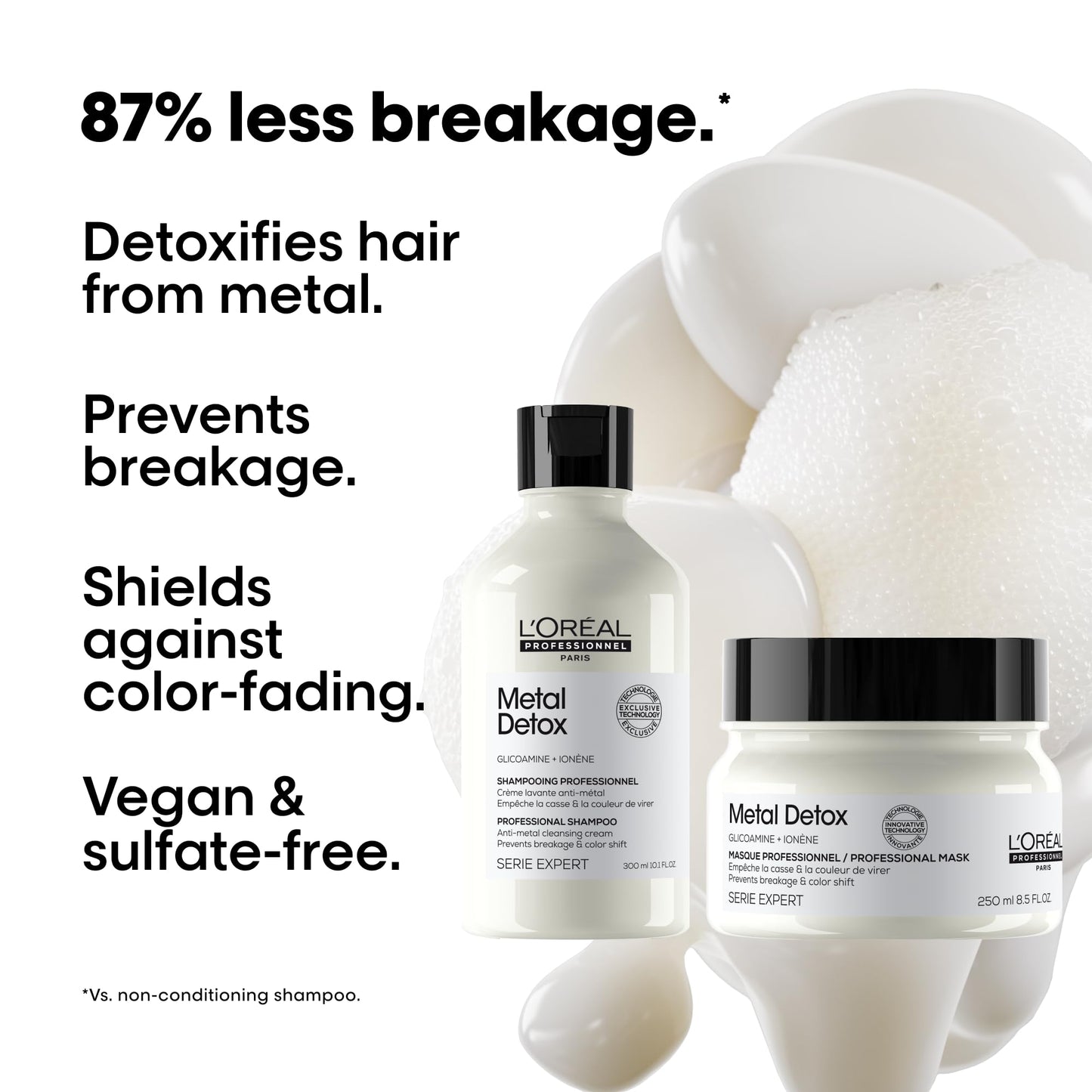 L'Oréal Professionnel Paris Metal Detox Shampoo & Mask Set - Hydrating Hair Repair Set For Dull & Brittle Hair, Prevents Damage & Color Fading, Sulfate Free