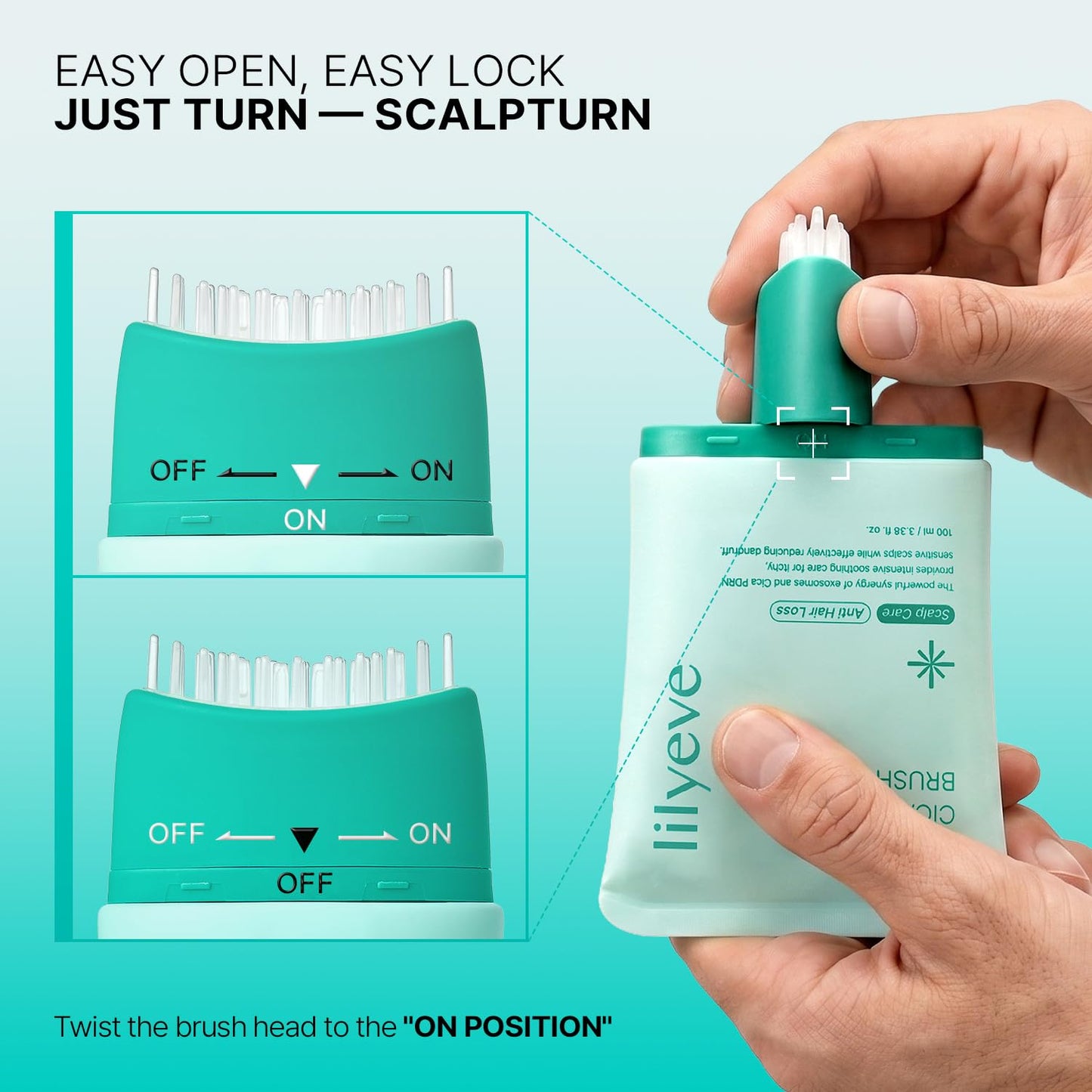 lilyeve SCALPTURN Cica PDRN Scalp Serum with Built-in Brush, PDRN to Strengthen Hair Roots, Itchy Scalp Relief, Dry Scalp Hydration - Korean Hair Care, 3.38 fl.oz