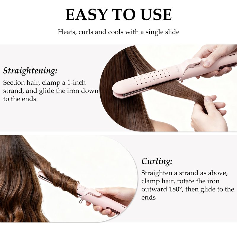 AraSyleon Flat Iron Hair Straightener | Airflow 2 in 1 Hair Straightener and Curler | Straight Curly Wavy | Cold Air for Damage-Free Styling Quick Hold | Easy and Safe Hair Styling Irons