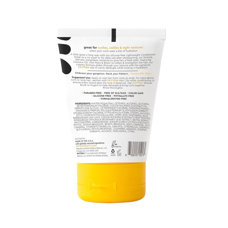 PATTERN Beauty Lightweight Conditioner - Rich Moisture for Curlies & Coilies | 3 Fl Oz, Ideal for 3A-4C Hair