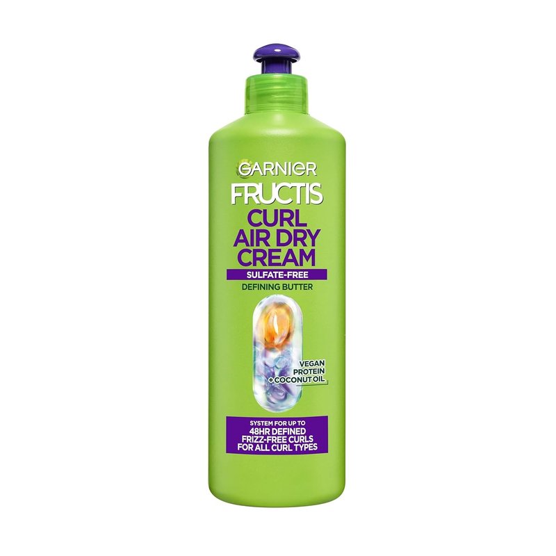 Garnier Fructis Curl Nourish Air Dry Cream - Sulfate-Free Leave-In Conditioner for Moisture & Frizz Control | 16.9 Fl Oz