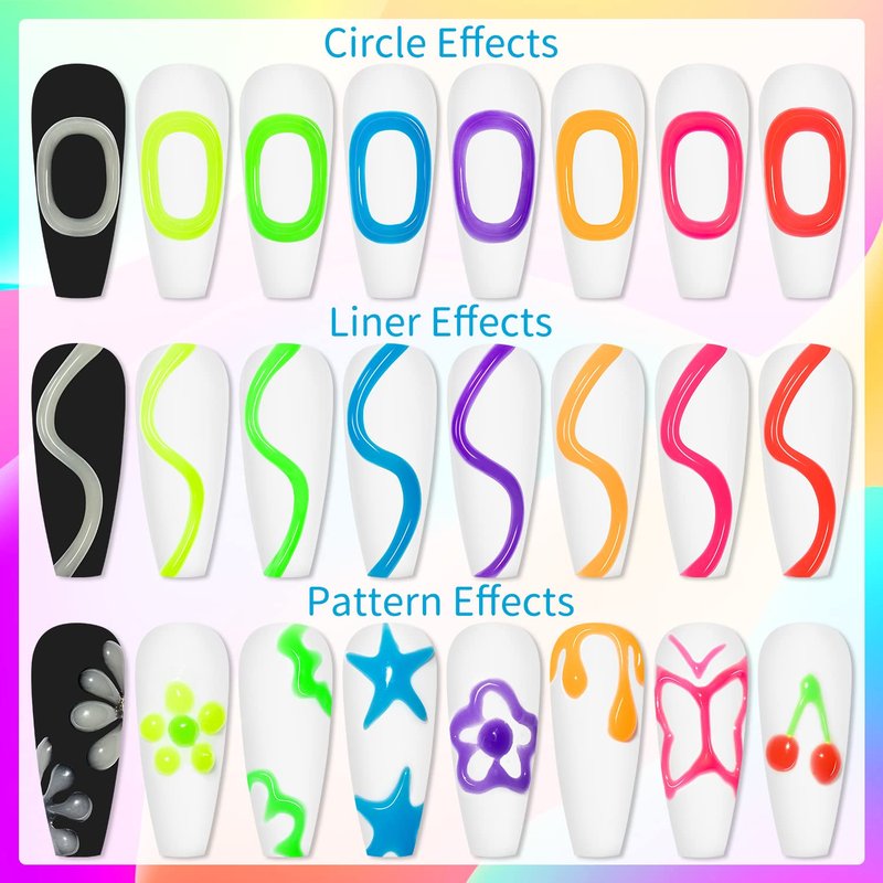 SUPWEE Glow in The Dark 3D Sculpting Gel for Nail Art 8 Colors Carving Painting Drawing Nail molding Gel Home Manicure DIY Nail Salon Kit