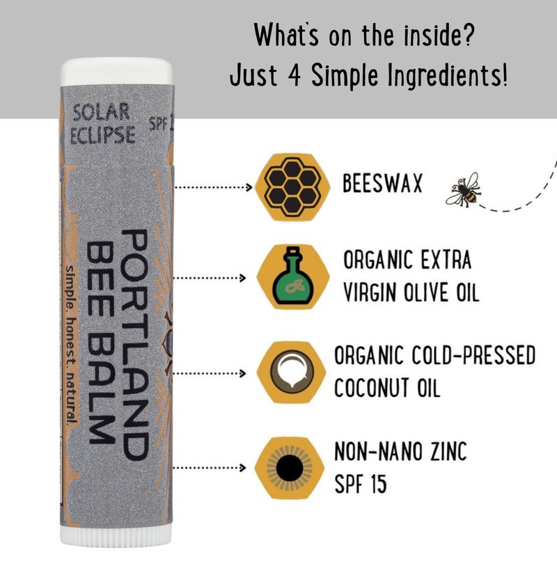 Portland Bee Balm Solar Eclipse All Natural Handmade Beeswax Based SPF 15 Lip Balm, 9 Count