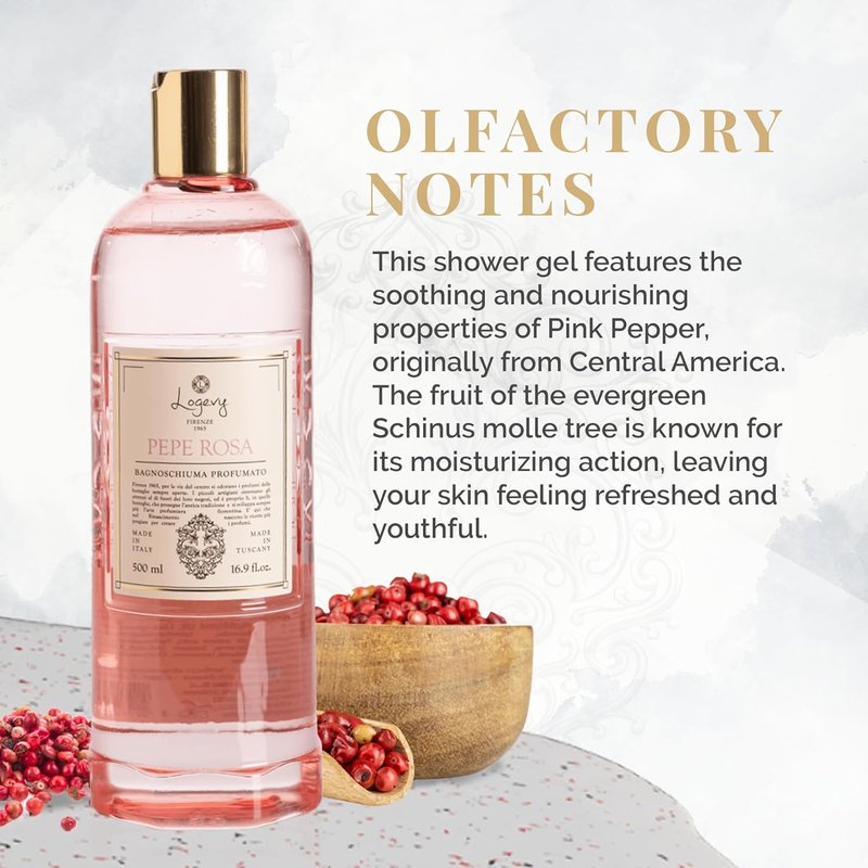 Pepe Rosa Shower Gel - Indulgent Pink Pepper Aroma | Hydrating & Soothing Formula - 500ml