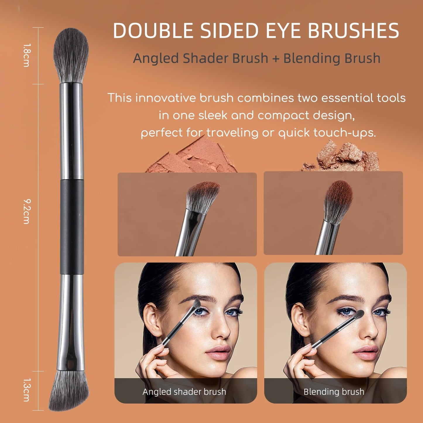 ENERGY Eyeshadow Brush Set 11PCS Professional Makeup Brushes for Eye Shadow Brows Smudge Concealer Eyeliner Eyelash Highlighter Blending Vegan Synthetic Face Make Up Kit with Travel Case Black