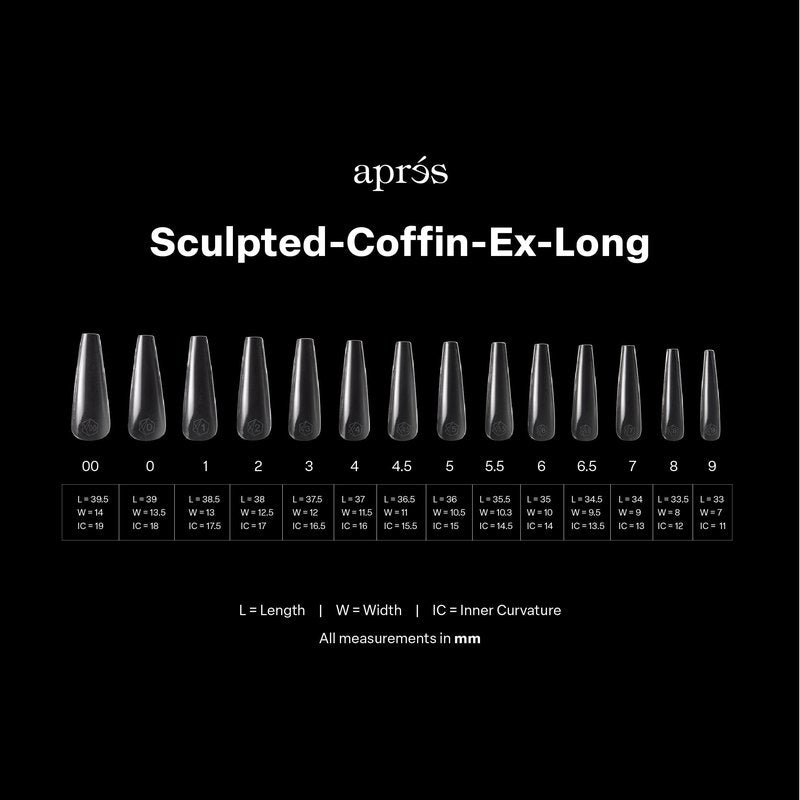 Apres Gel-X® Sculpted Coffin Extra Long Nail Tips | Premium Quality, 14 Sizes 00-9 | Half-sizes Included (Clear, 350)…