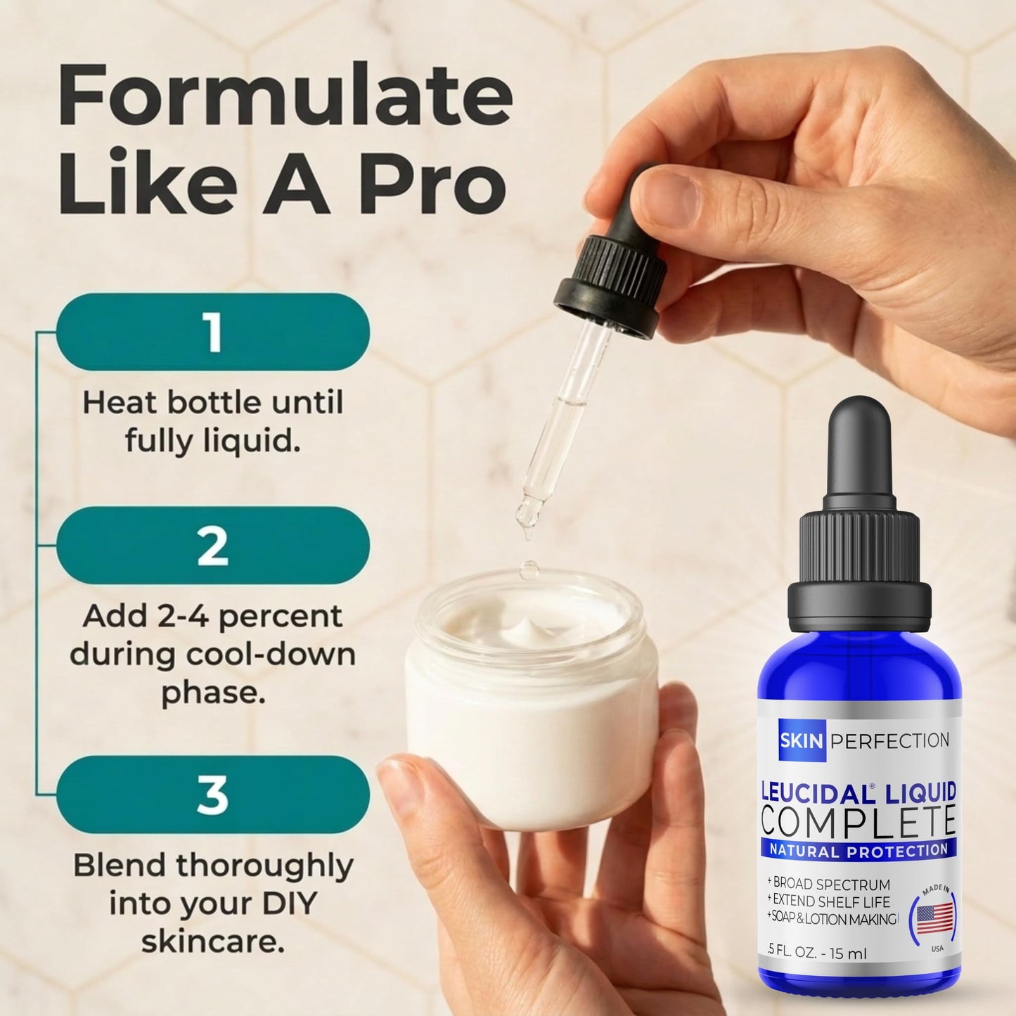 Skin Perfection Leucidal Liquid Complete - Alternative Preservative for Lotion Making with Radish Root Liquid & Coconut Extract - Leucidal Complete Preservative for Cosmetics & Skincare Products 0.5oz
