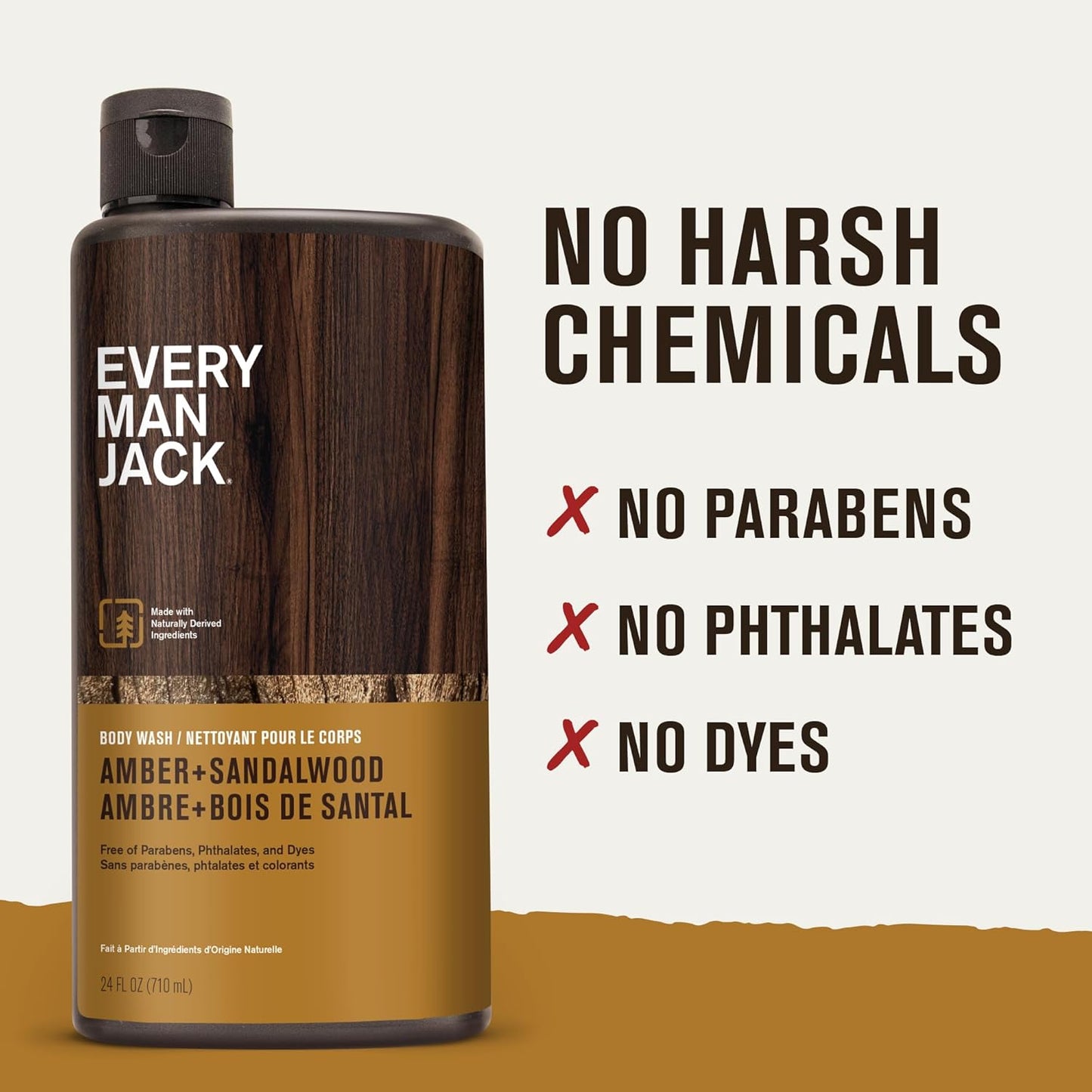 Every Man Jack Amber & Sandalwood Body Wash - Hydrating Formula for All Skin Types | 24oz (Pack of 2)