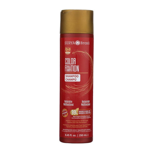 Surya Brasil Color Fixation Restorative Shampoo - 99% Natural Ingredients, Gentle Cleansing, Color Protection, Nourishing Botanicals, 8.45 oz