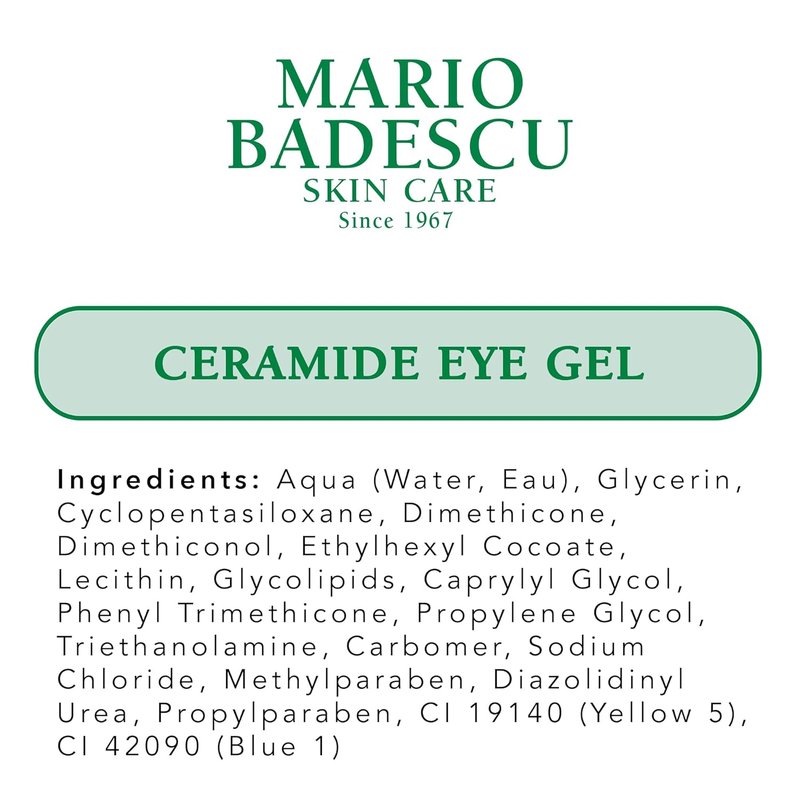 Mario Badescu Ceramide Eye Gel - Oil-Free Formula for All Skin Types | Tightens & Smoothes, 0.5 Ounce