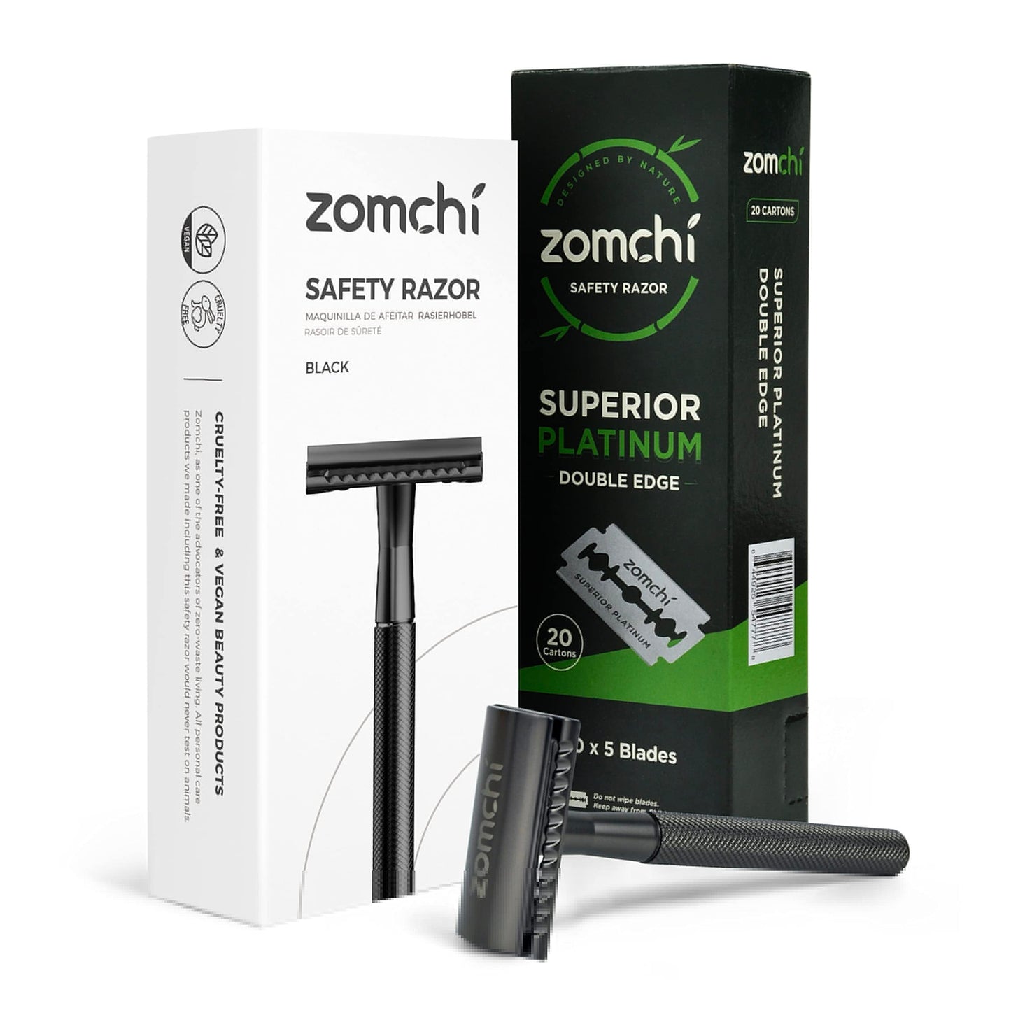 Black Razors for Men or Women+100 Counts Safety Razor Blades