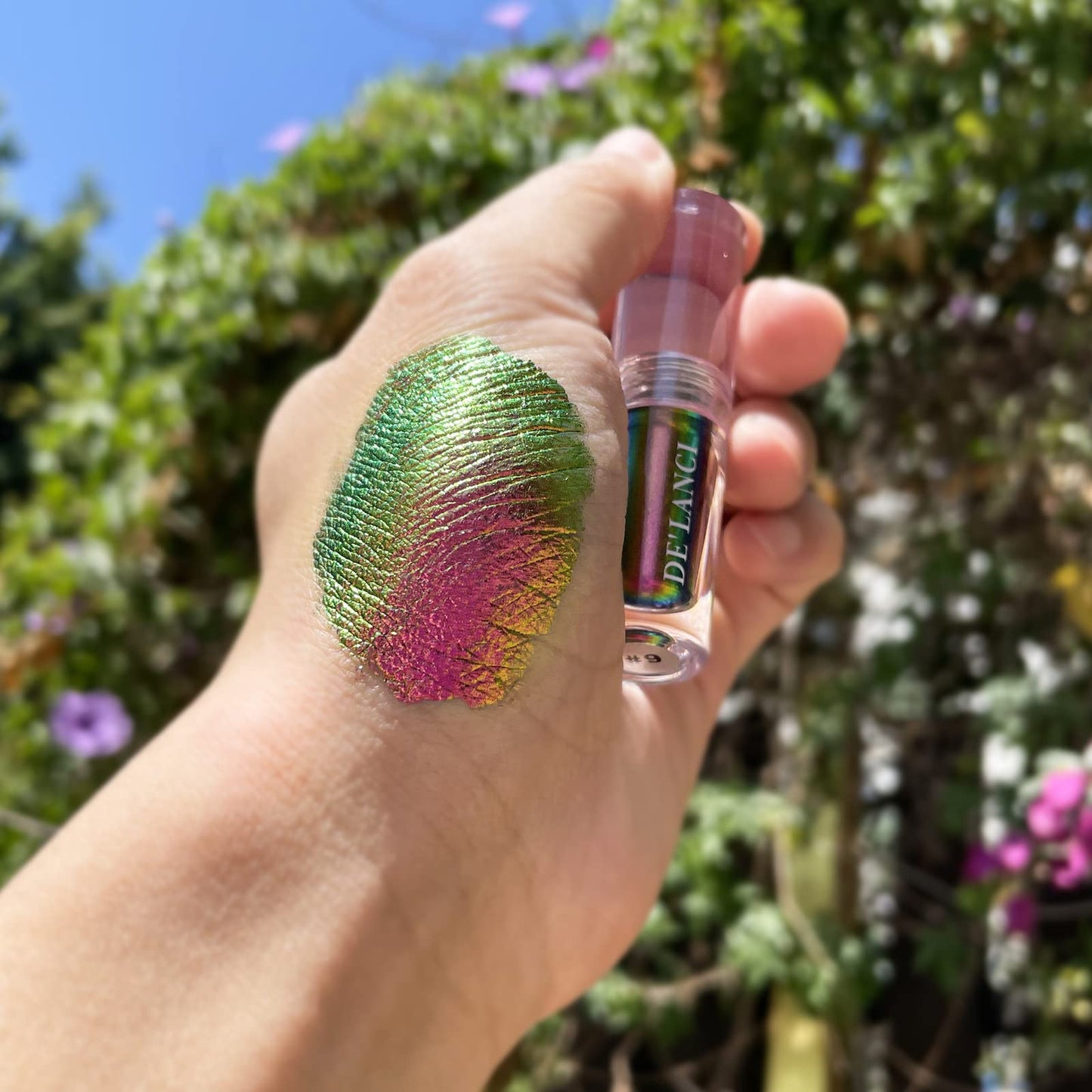 Multichrome Duochrome Metallic Glitter Shimmer Metal Colorful Bright Liquid Eye Shadow, Chameleon Sparkle Waterproof High Pigmented Longlasting Liquid Eyeshadows Color Shift Gold